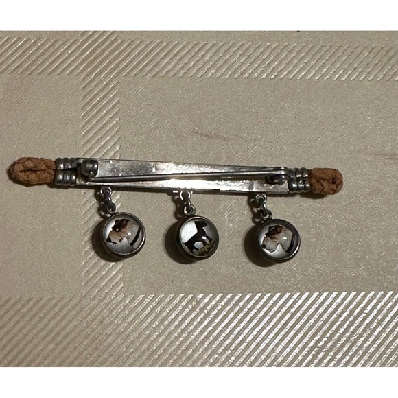 Art Deco Essex Crystal Reverse Painted Intaglio Pin Terrier Dog - Picture 5 of 7